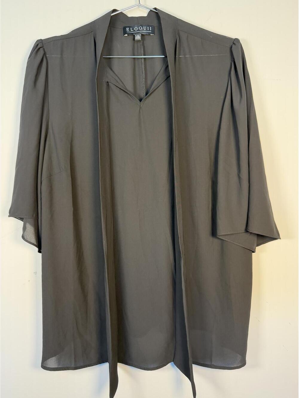 Eloquii black sheer‎ top with neck ties size 14